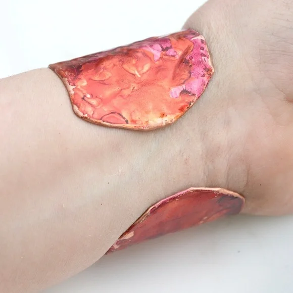 Colorful Copper Cuff Bracelet Boho Gift Trippy Festival Statement Spartan Gladia